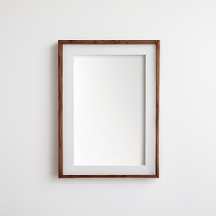 Wooden picture frame white wall