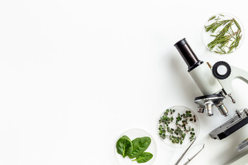 Plants quality control with microscope in microbialogical labaratory