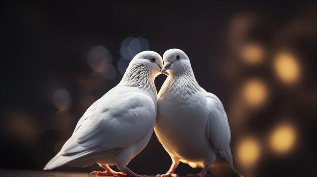 Mesmerizing 4K close-up capturing the beauty of lovely dove birds against a captivating dark background, creating a sense of serenity and tranquility.
