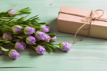 Wooden Backdrop with Flowers and Blank Tag