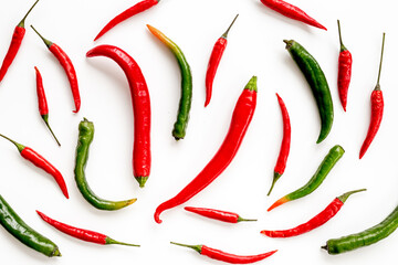 Spicy seasoning - ripe hot chili pepper, top view