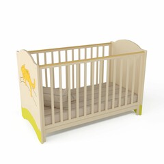 A wooden baby crib, 3d rendering - obrazy, fototapety, plakaty