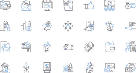 Insurance line icons collection. Coverage, Protection, Premiums, Deductibles, Policies, Assurance, Liability vector and linear illustration. Risk,Claims,Underwriting outline signs set