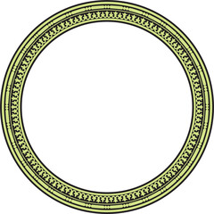 Vector round green and black seamless classic byzantine ornament. Infinite circle, border, frame Ancient Greece, Eastern Roman Empire. Decoration of the Russian Orthodox Church..