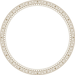 Vector gold colored frame, border, chinese ornament. Patterned circle, ring of the peoples of East Asia, Korea, Malaysia, Japan, Singapore, Thailand..