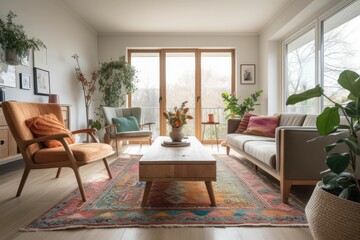 Fototapeta premium Bright Living Room Ideas with Generative AI Assistance