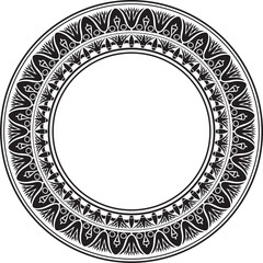 Vector ancient black monochrome Egyptian round ornament. Endless national ethnic border, frame, ring..