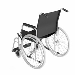 Fototapeta na wymiar a black and white wheelchair against a white background, 3d rendering