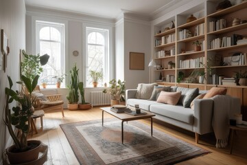 Fototapeta na wymiar The Art of Making Your Living Room Cozy with Generative AI