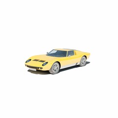 Obraz na płótnie Canvas a yellow model sports car on white with surface, 3d rendering