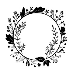 Floral Frame | Minimalist and Simple Silhouette - Vector illustration