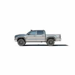 a silver truck parked on a white surface, 3d rendering