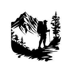 Hiking | Minimalist and Simple Silhouette - Vector illustration