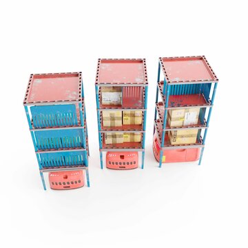 3d rendering of multiple boxes stacked in order to be packed for shipping
