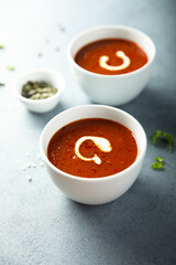 Homemade tomato soup with cream
