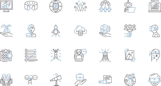 Unique project line icons collection. Ingenious, One-of-a-kind, Distinctive, Original, Piering, Experimental, Avant-garde vector and linear illustration. Innovative,Novel,Unconventional outline signs