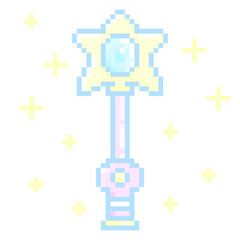 ピクセルアートな魔法少女風お星様ステッキ★PNG