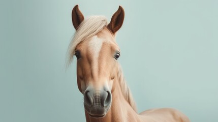 Portrait of young horse. Cute horse background. Animal with soft fur. Generative AI