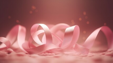 Pink silk textile background. Illustration of wavy fabric ribbon. Dynamic wavy cloth. Generative AI