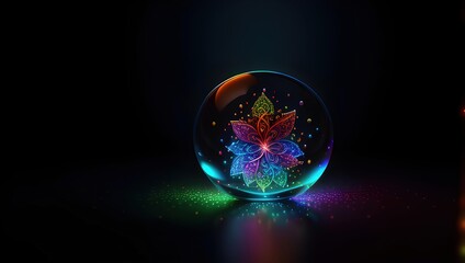 Colorful Spirit Flower in Glass Ball - Beautifully Captured Stock Photo AI-Generated