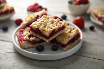 Homemade berry pie with streusel