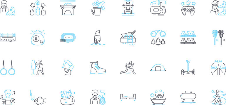 Relaxation methods linear icons set. editation, Yoga, Breathing, Massage, Mindfulness, Acupuncture, Aromatherapy line vector and concept signs. Reflexology, Reiki, Tai Chi outline illustrations