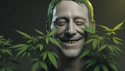 Surreal Image of a Man with No Eyes in a Hemp Field AI-Generated
