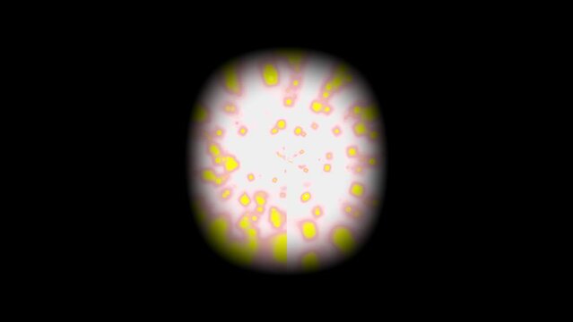 Yellow microorganisms and bacterias is moving. Microbiology tests under a microscope. First view. Medical research in the hospital.