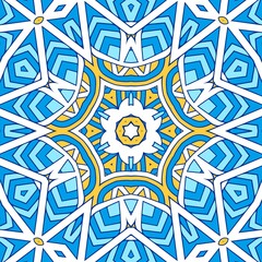 Geometric Hexagonal Abstract Pattern Mandala Islamic Ramadhan Ied Blue Yellow Gold 156