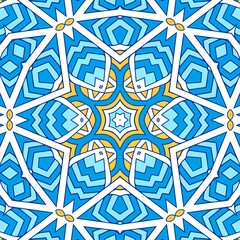 Geometric Hexagonal Abstract Pattern Mandala Islamic Ramadhan Ied Blue Yellow Gold 155