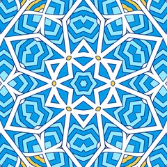 Geometric Hexagonal Abstract Pattern Mandala Islamic Ramadhan Ied Blue Yellow Gold 151