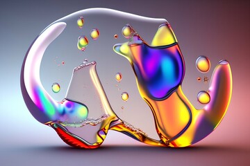 Cosmetic Essential oil Liquid Bubble on DNA background - generative ai