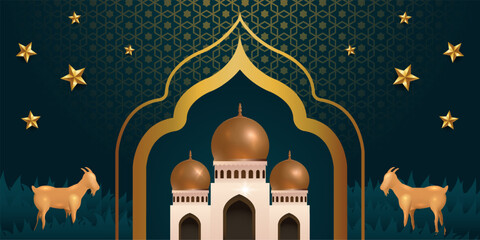 Eid Al Adha Mubarak the celebration of Muslim community festival background design.Vector Illustration