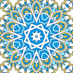 Geometric Hexagonal Abstract Pattern Mandala Islamic Ramadhan Ied Blue Yellow Gold 127