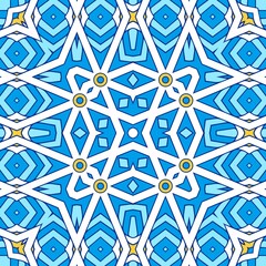 Geometric Hexagonal Abstract Pattern Mandala Islamic Ramadhan Ied Blue Yellow Gold 111
