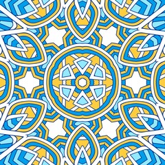 Geometric Hexagonal Abstract Pattern Mandala Islamic Ramadhan Ied Blue Yellow Gold 109