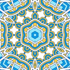 Geometric Hexagonal Abstract Pattern Mandala Islamic Ramadhan Ied Blue Yellow Gold 108