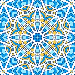 Geometric Hexagonal Abstract Pattern Mandala Islamic Ramadhan Ied Blue Yellow Gold 107