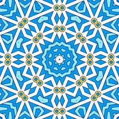 Geometric Hexagonal Abstract Pattern Mandala Islamic Ramadhan Ied Blue Yellow Gold 90