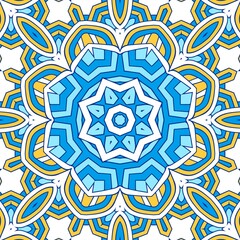 Geometric Hexagonal Abstract Pattern Mandala Islamic Ramadhan Ied Blue Yellow Gold 85