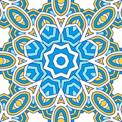 Geometric Hexagonal Abstract Pattern Mandala Islamic Ramadhan Ied Blue Yellow Gold 84