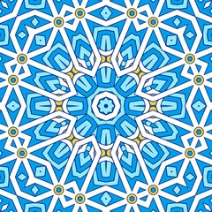 Geometric Hexagonal Abstract Pattern Mandala Islamic Ramadhan Ied Blue Yellow Gold 79