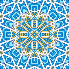 Geometric Hexagonal Abstract Pattern Mandala Islamic Ramadhan Ied Blue Yellow Gold 78