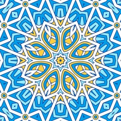 Geometric Hexagonal Abstract Pattern Mandala Islamic Ramadhan Ied Blue Yellow Gold 76