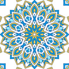Geometric Hexagonal Abstract Pattern Mandala Islamic Ramadhan Ied Blue Yellow Gold 60