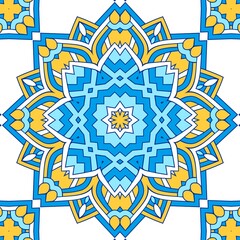 Geometric Hexagonal Abstract Pattern Mandala Islamic Ramadhan Ied Blue Yellow Gold 58
