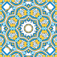 Geometric Hexagonal Abstract Pattern Mandala Islamic Ramadhan Ied Blue Yellow Gold 51