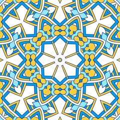 Geometric Hexagonal Abstract Pattern Mandala Islamic Ramadhan Ied Blue Yellow Gold 50