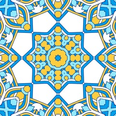 Geometric Hexagonal Abstract Pattern Mandala Islamic Ramadhan Ied Blue Yellow Gold 47