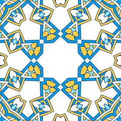 Geometric Hexagonal Abstract Pattern Mandala Islamic Ramadhan Ied Blue Yellow Gold 46